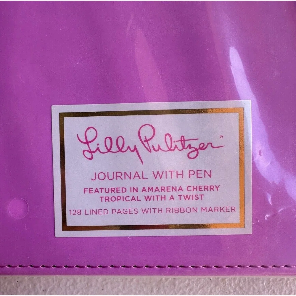 Lilly Pulitzer Journal Pen Amarena Pink Cherry Tropical Twist 128 Lined Pgs NEW